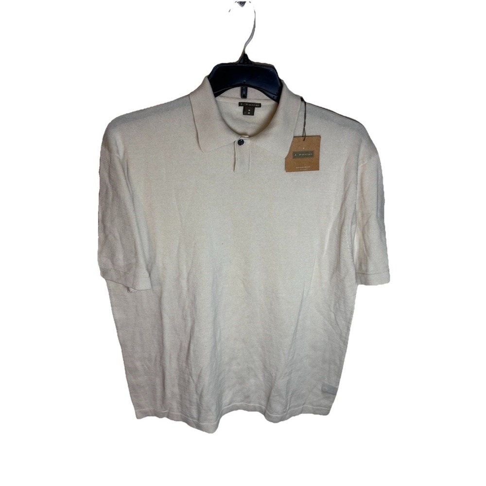 J. Ferrar Mens Medium Beige Pima Polo Shirt Top Pickle Ball Tennis Golf NWT